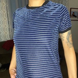 Blue Stripes Velvet Top